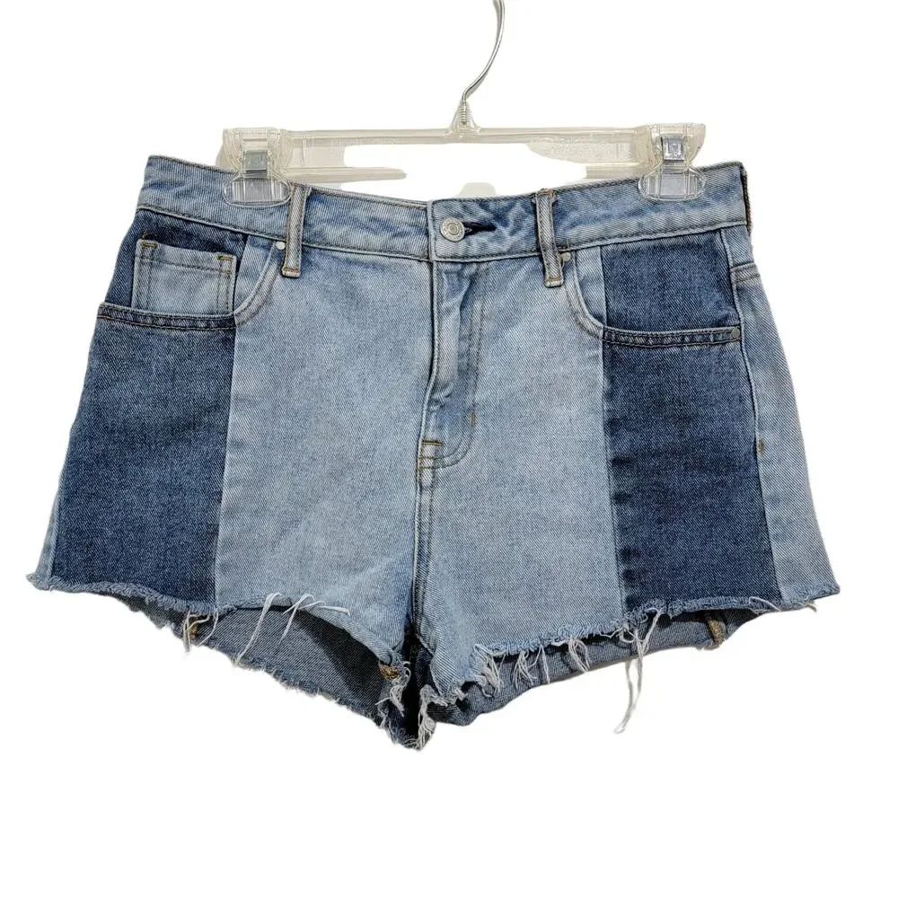 Pacsun Womens Hi Rise Denim Patch Shorts Size 27 70s 90s Retro